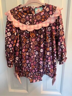 The Smocked Flamingo Floral Bubble Romper Pink Gingham Ruffle Girls